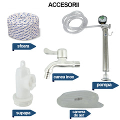 Cisterna INOX 550 L cu capac flotant si camera din silicon, cadou robinet din INOX, material AISI 304, suprafata N4 satinata