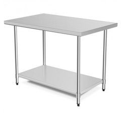 Masa din INOX 1200*600*850, AISI 304, demontabila, cu polita inferioara, finisaj scotch-britte