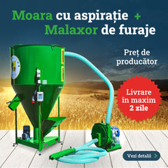 Micro FNC moara 11 kW + amestecator 1000 kg, linie completa pentru procesare hrana animale, randament mare