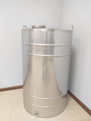 Butoi din INOX 250 L cu capac cu filet si garnitura, cadou robinet din INOX, material AISI 304, origine Italia