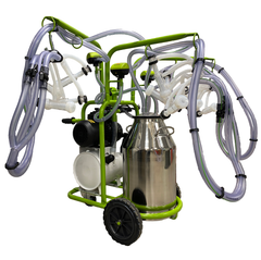 Aparat de Muls Caprine, 6 Posturi, 1 Bidon 40L Inox, Pahare Plastic, 480L/min, 1.1kW