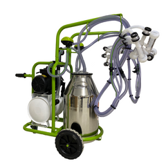 Aparat de Muls Caprine, 4 Posturi, 1 Bidon 40L Inox, Pahare Plastic, 250L/min, 0,55kW